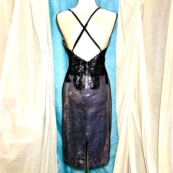 Lace & Jewel Embellished Sequin Cocktail Formal Dress Sz M - Picture 4 of 4